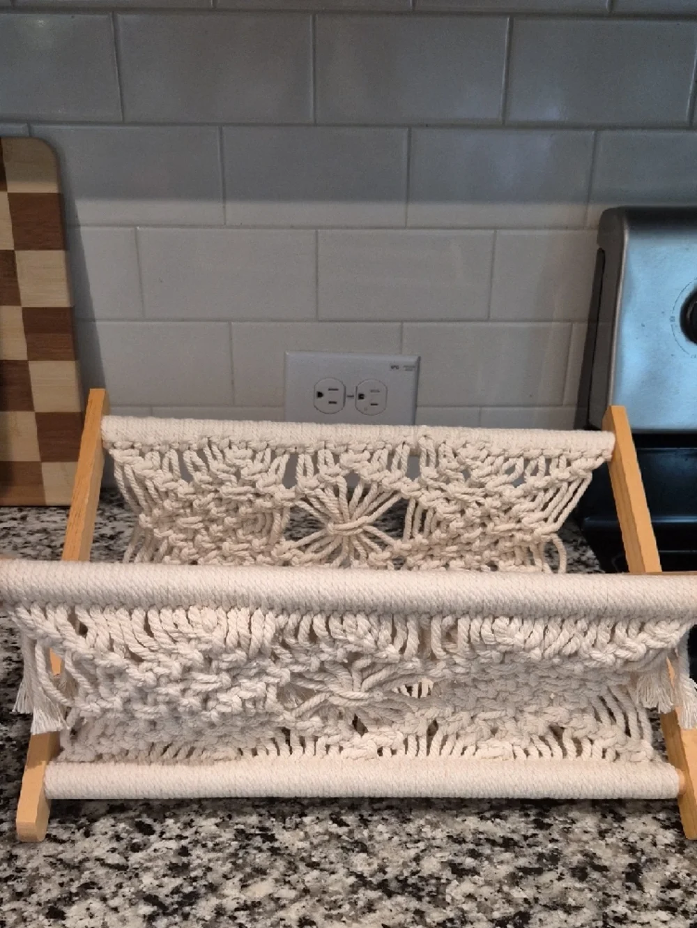 Macramé Record Holder in Natural Cream